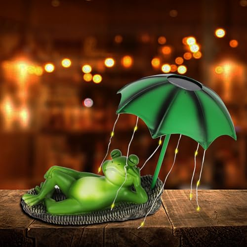 LOMUG Solar Frosch Garten Dekoration, Frosch Figurch Gartendeko für DraußEn, Ornamente Terrasse Rasen Haus Hof Dekoration, LED Solarlampen AußEn Lustige Deko Geschenke Terrasse,Balkon, Gartengeschenke