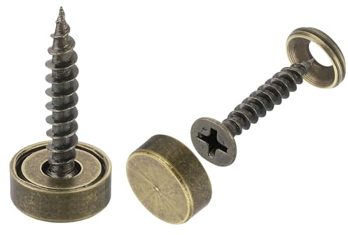 QUARKZMAN 8 Tornillos Decorativos de Latón con Tapas, Tornillos Autorroscantes de 12 mm para Fijación de Muebles, Color Bronce