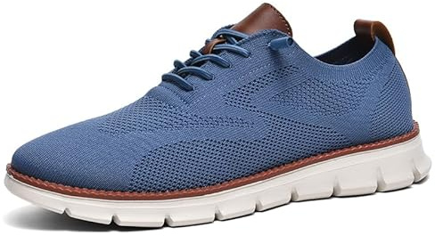 Breeze Scarpe da uomo Oxfords Lace Up Walking Confortevole Business Casual Scarpe Wearbreeze Urban Mesh Dress Sneakers, Azzurro chiaro, 41.5 EU
