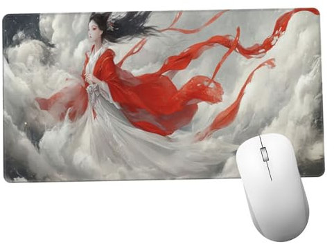 Rojo Alfombrilla Ratón 1400x600x3mm Alfombrilla Raton XXL Grande con Base de Goma Antideslizante, Lavable, Accesorios Gaming Hada, Ordenador Gamer Regalos, Mouse Pad Gaming Mejora La Velocida Y1376