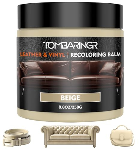 TOMBARINGR Leder Reparatur Set Beige – Flüssigleder & Lederfarbe für Autositze, Sofas, Möbel & Kunstleder – Lederpflege Creme zum Reparieren, Färben & Auffrischen