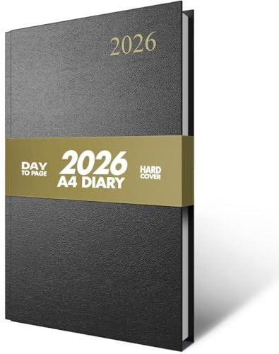 2026 Diary A4 Day Per Page – Planner & Organiser with Notes, Monthly Calendar, UK Holidays, Festivals, Dialling Codes & Conversion Charts | A4 Page a Day 2026 Diary for Home, Office & Work