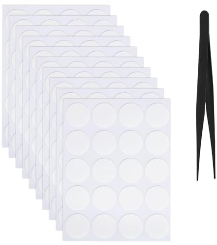 XRVRILE 200 stycken dubbelsidiga, genomskinliga limpunkter, nano limpads ultratunna, lämnar inga rester och återanvändbara, runda limpunkter för vägg glas kakel foto dekoration med pincett