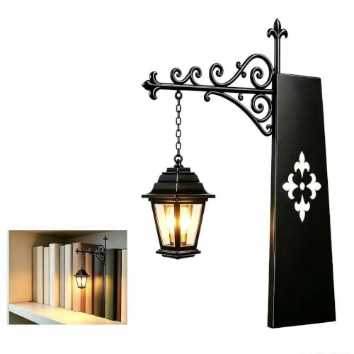 Linterna decorativa para biblioteca, mini lámpara de estantería, luz LED vintage para rincón de lectura, mini lámpara cálida para escritorio, estante y decoración del hogar, regalo para los amantes de