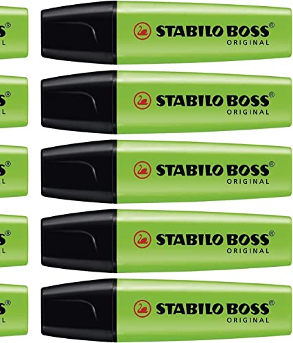 Stabilo Boss Original Highlighters Pack of 12 Refillable PTE 2-5 mm Chisel Green