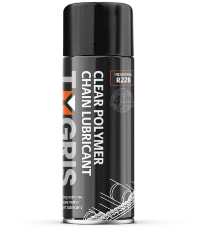 Tygris R228 Clear Polymer Chain Lubricant Spray – 400 ml Aerosol | PTFE-Fortified, Anti-Fling, Extreme Pressure Formula to Protect & Extend Chain Life