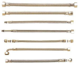 Flexible d alimentation sanitaire Ø 8 mm - tresse inox - FB - Femelle 12x17 x Bague 10 - Longueur : 300 mm