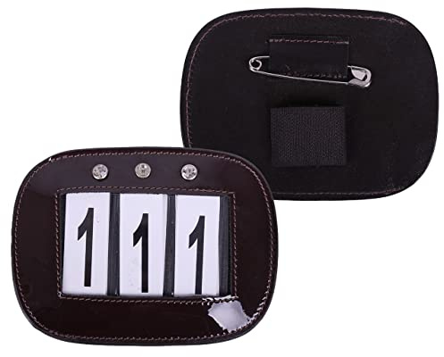 Equipride Bling Leather Bridle Number Holders Crystals for Dressage Showing Comps SET OF 2 (Brown)