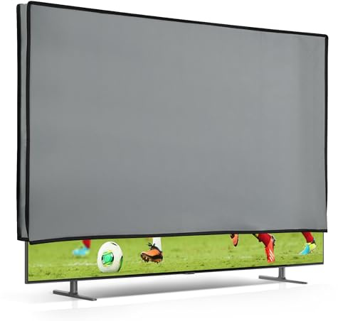 kwmobile Indoor 32 TV Cover – Television Dust Cover Screen Protector – TV Screen Dust Protection – Synthetic Fabric Light Grey