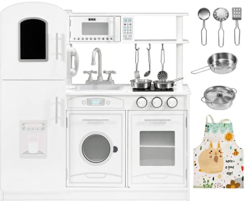 Mamabrum Große KÜCHE Weiße FERTIGSTELLUNG Basiert Auf Einer Echte Küche Für Jungen Und Mädchen +3 4 5 6 Langlebig Und Sicher Für Kinder Von Hoher Qualität