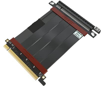 LINKUP - Cable Montante Ultra PCIe 4.0 X16 [Testado en RTX4090 RX6950XT x570 B550 Z690] Montaje Vertical Blindado Gaming PCI Express Gen4┃Enchufe Straight (10cm) Compatible con 3.0 Gen3 y TT-