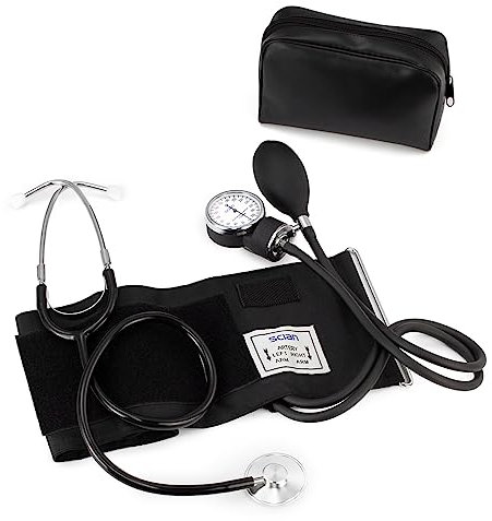 Scian Manual Arm Blood Pressure Cuff with Stethoscope, Aneroid Sphygmomanometer Medical Supplies with Carrying Bag for Nurse Doctor Senior Adult