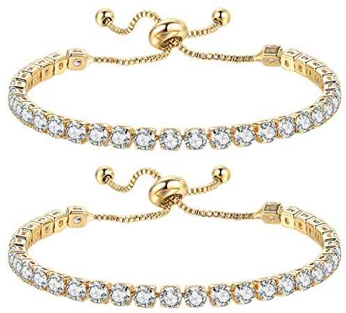 JewelryWe Tennisarmband: Elegant Zirkonium Jysterbar Kedjaarmband Vänskapsarmband för Dammar och Flickor, 23 cm, Rostfritt Stål