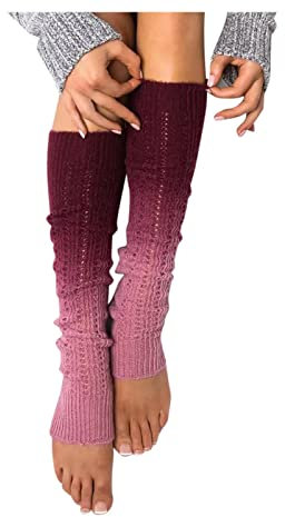 Kniestrümpfe Damen Warm Strick Socken Hohe Socken Gestrickte Thermo Overknee Strümpfe Frauen High Socks aus Baumwolle Warme Strickstrümpfe