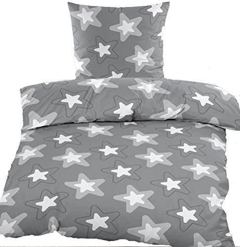 KH-Haushaltshandel Fleece Winter Bettwäsche, 135 x 200 + 80x80cm, rot grau kariert, Microfaser, + Waschhandschuh (60352)