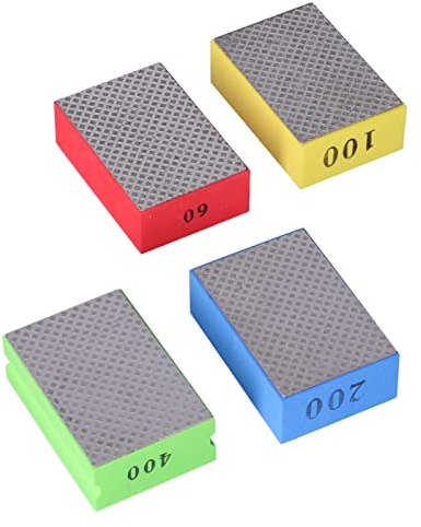 4Pcs Diamant-Handpolierpads Schleifblöcke Diamant-Handschleifpads Zum Schleifen, Schleifen, Polieren und Scharfen Kanten 60# 100# 200# 400# Körnung