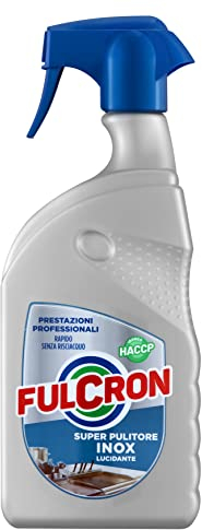 FULCRON 2562 Super Pulitore Inox 750 ml, Deterge e Lucida Superfici in Acciaio Inox e Cromature, Non lascia Aloni, Senza Risciacquo, Idoneo ai piani HACCP