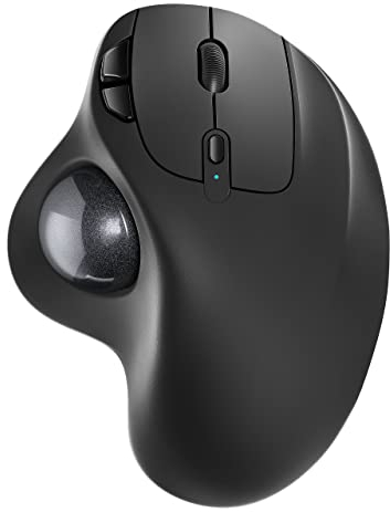 Nulea M501 Kabellose Trackball Maus, Wiederaufladbare Ergonomische Maus, Präzises und Reibungsloses Tracking, 3-Geräte-Verbindung (Bluetooth oder 2,4G USB-Empfänger), Kompatibel für Mac, Windows.