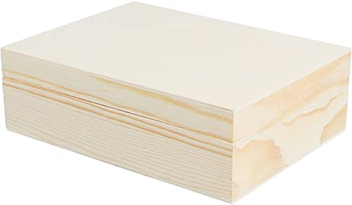 INNSPIRO Caja madera de pino macizo y chapa rectangular 16x12x5cm.