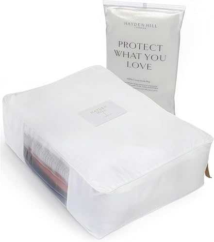 Hayden Hill Luxury Organic Cotton Sweater Storage Bag - Fits 6 Fine Knit Sweaters - 18 Inch - Breathable Cashmere Garment Bag - Moth Proof Sweater Organizer for Closet - Certified Carbon Neutral