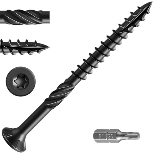 Wensilon #10 * 3 Black Deck Screws, (137pcs) 2 lbs.Exterior Wood Screws, Rust Resistant epoxy Coated, Bronze, T25 Star Bit