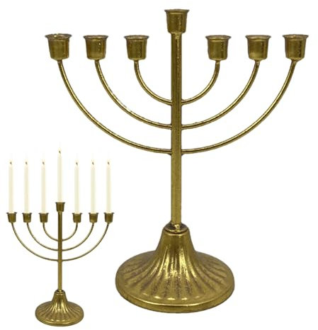 Pomurom Portavelas de Metal Vintage, Candelabro 7/9 Brazos, Hanukkah Menorah, Candelabros Decorativos, Candelabro Columna para Decoración del Hogar Centro de Mesa Chimenea Boda Navidad Fiesta