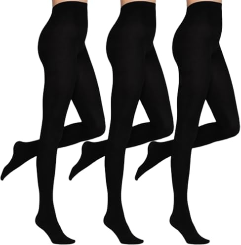 SENTELEGRI 3 Pairs Soft Feel All Day Comfort Winter 100 Denier Opaque Tights Multipack (UK, Alpha, M, Regular, Regular, Black)