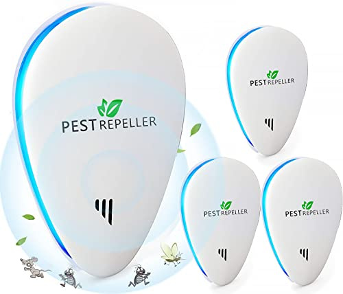Repellente ad Ultrasuoni per Topi, Repellente Anti Zanzare Ultrasuoni Interno Dispositivo Anti Topi, Insetti, Zanzare, Scarafaggi, Ratti, Formiche, Ragni 4 Pack