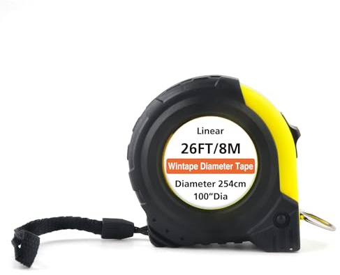 WINTAPE Ruban à mesurer le diamètre et la circonférence, 8M pour mesurer les diamètres, Mètre ruban Blade Armor (8 m de long, blocage, retour automatique, clip de ceinture, DynaGrip)