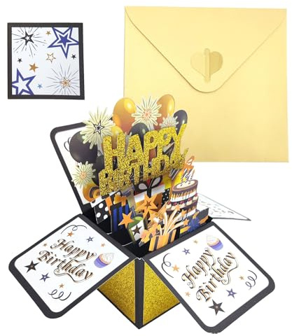 SHUBEIEUMI Tarjeta de cumpleaños, tarjeta desplegable 3D, tarjeta de felicitación de cumpleaños, tarjeta de felicitación con sobre para Feliz Cumpleaños a Familias Amigos