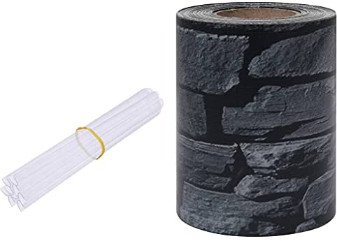 Kangmusi Garten-Sichtschutz PVC 35x0,19 m Stein-Optik Grau, Doppelstabmattenzaun,Zaun Komplettset, 147864kangmusi