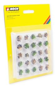 NOCH Lot de 25 touffes d'herbe Professionnelles « rocheuses » pour dioramas et modélisme, 6 mm, idéales pour Les écarteurs de Voie H0, TT, N, Z