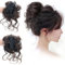 SSyang Moños Postizos de Pelo con Garra, Ondulado Pinza Postizos, Moño Postizo, Extensión de Moño Sintético, pelo Postizo, Postizos Moño y Coletas, para Mujeres (Marrón y Negro)