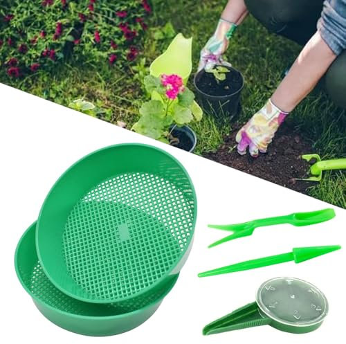 Gartensieb,YouXiaor 5PCS Bodensieb Sandsieb Kunststoff Erdsieb Garten Stein Sand Boden Erde Sämling Mesh Sieb Garten Sieb Boden Sieb Gartenarbeit Gartengeräte Pflanzen Sämling Sandsteinfilter Werkzeug