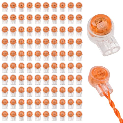 Lyeteung 100 PCS K1 Cable Connectors, UY Gel Crimps, Telephone Wire Connectors, 2 Way Gel Filled Connector, Jelly Crimp Wire Connectors, for Data Cable Telephone Wire, Orange