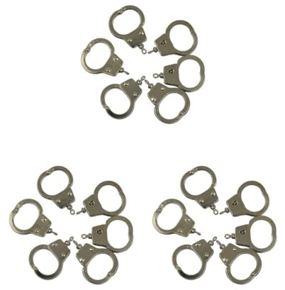 3 set 6 st silver mini tumfinger handbojor berlocker nyckelring lås gör-det-själv tillverkning