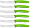 Ruffulon Tomato Knife Set of 6,Serrated Kitchen Knives,Sharp Blade Classic Utility Knife,Stainless Steel Wavy Edge Tomato Knives&Table Knives,Green Plastic Handle Dinner Knifes,Dishwasher Safe