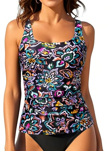 Tankini Tops for Women Tummy Control Swimwear Top Only No Bottom