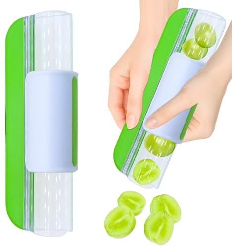 Tomato Slicer, Grape Slicer Kitchen Gadget, Cherry Splitter Fruit Tools into 2 Pieces (Green)