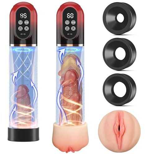HIVEFUN Penispumpe Sexspielzeug für Männer Solo, Penis Pumpe SexToyset für Man Penispumpen mit 4 Saugstufen 3 Trainingsmodi, Elektrische Penies Pump Vakuumpumpe für den Mann mit Taschenmuschi