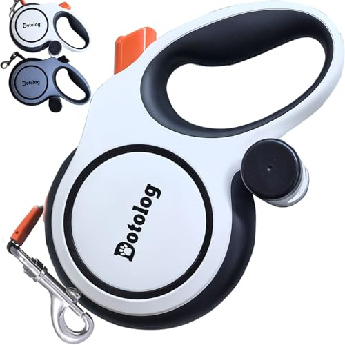 Dotolog Hundeleine einziehbar 8m, Rollleinen für Hunde Einziehbares Zugseil, Ausziehbare Hundeleine für mittelgroße große Hunde bis zu 50 kg, Geschenk für Hund (Weiß/Orange, 8 m)