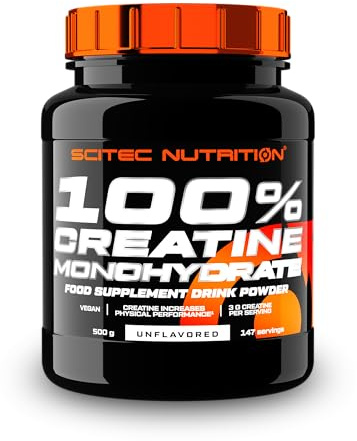 Scitec Nutrition 100% Creatine Monohydrate - Vegan - 3 g per portion - Prestationshöjning för högintensiva träningspass - 500 g, Ej smaksatt