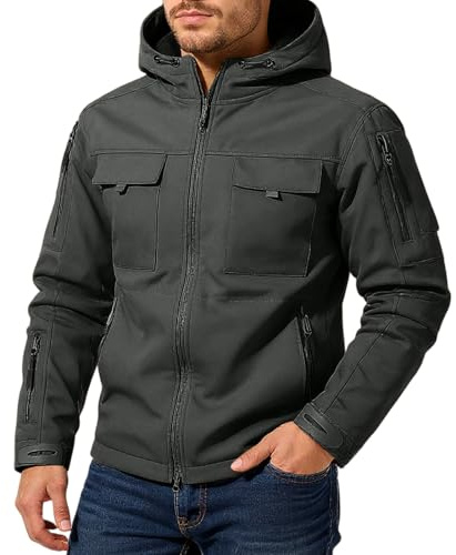 Generico Parka Uomo Invernale Vestiti Moto Lavoro Impermeabile Cappotto Inverno Militare Estiva Trekking Giacca Antipioggia Sportiva Sci Abbigliamento Giubbino Autunno Grigio L