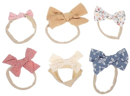 TOKIDNY Fasce Per Ragazzo Ragazza Fiocco in Cotone Per Bambine Cerchietti Accessori Per Chioma Morbidi Set Da 6 Pezzi Per Ragazzo Per Foto e Uso Quotidiano