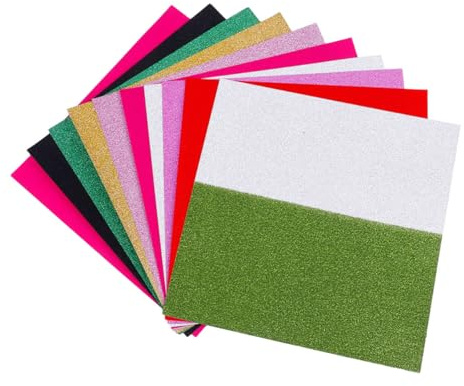 ULTECHNOVO Papier Pailleté Carré 15 CM Lot de 100 Feuilles Fait Main 10 Couleurs Assorties Matériel de Bricolage pour Créations Artistiques Découpe Facile et Utilisation Polyvalente