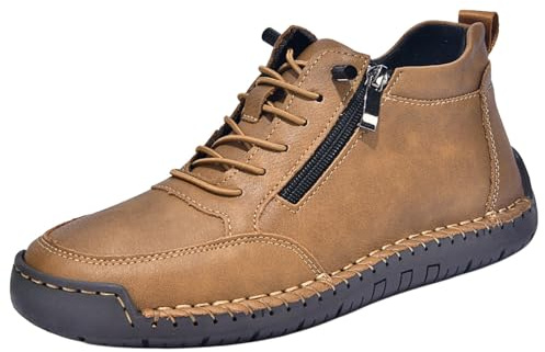 Halvskor, dam, läder, sportskor, promenadskor, halkfria, platta fritidsskor, läderskor, bekväma sneakers, löparskor med dragkedja, träningsskor, vandringsskor, slip-in skor, BRUN, 44 EU