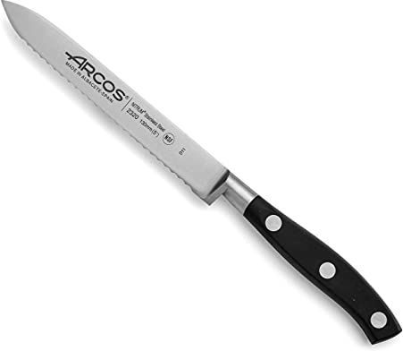 Arcos Coltello per Pomodori Forgiato in Acciaio Inossidabile – Design Sofisticato con comodità e Durabilità, Tecnologia Avanzata – Nero, Serie Riviera
