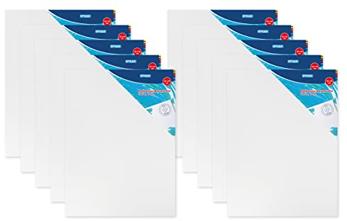 Stylex 28668-P10 - Malkarton, 30 x 40 cm, 10er Packung, Karton 3 mm stark, mit 100 Prozent Baumwollgewebe bespannt, weiß grundiert, für Öl-, Acryl- und Temperafarben, Gouache - Malerei