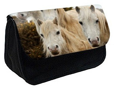 YouDesign Trousse à Crayons Imprimée Cheval équitation - Y2K - Pochette de Rangement pour Fournitures Scolaires - en Toile Robuste Deux Compartiments - France (N°21)