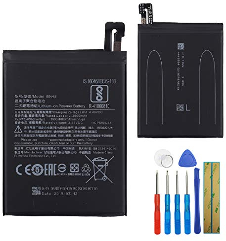 E-yiiviil Battery BN48 Compatible with Xiaomi Mi Redmi Note 6 Pro 4300MAH with Tools